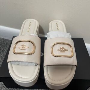 Cream and gold coach sandal/slides